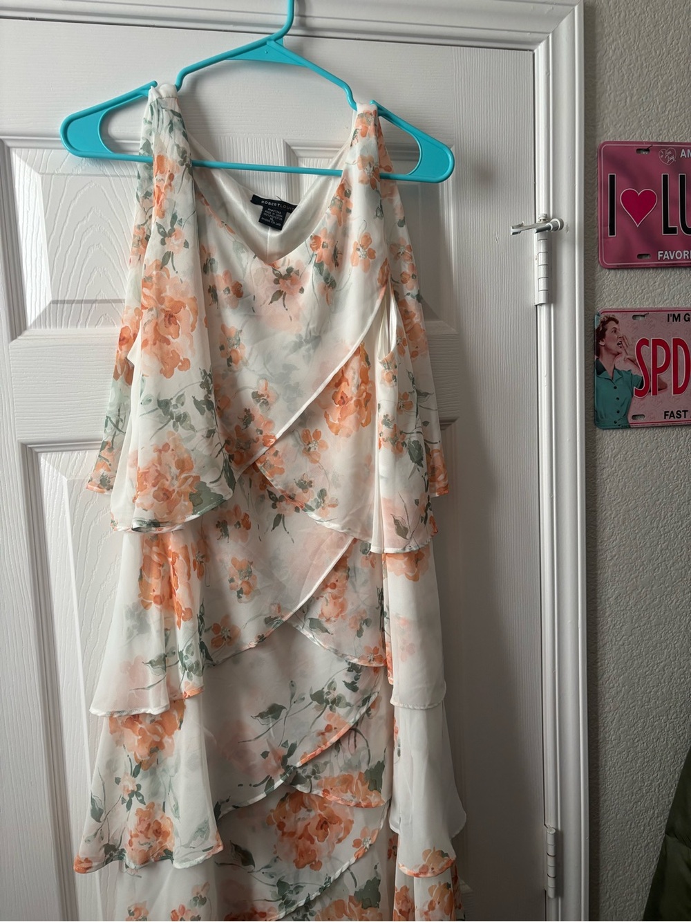 Floral Layered Maxi Dress - Peach Floral